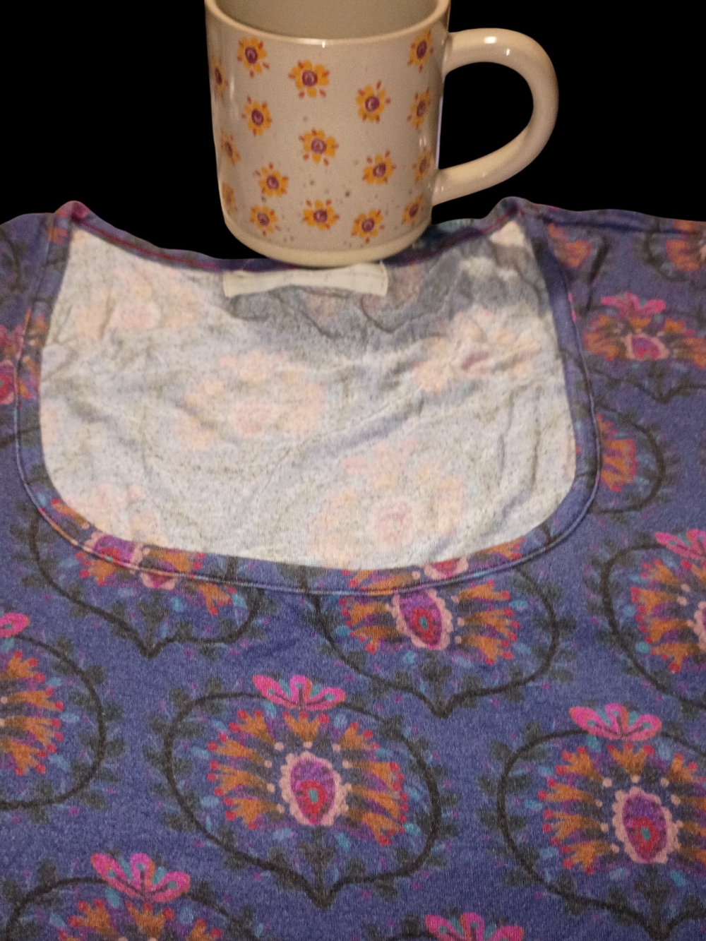 Natural Life Sz S Blue Purple Lettuce Trim Boho Top AND Natural Life Coffee Cup